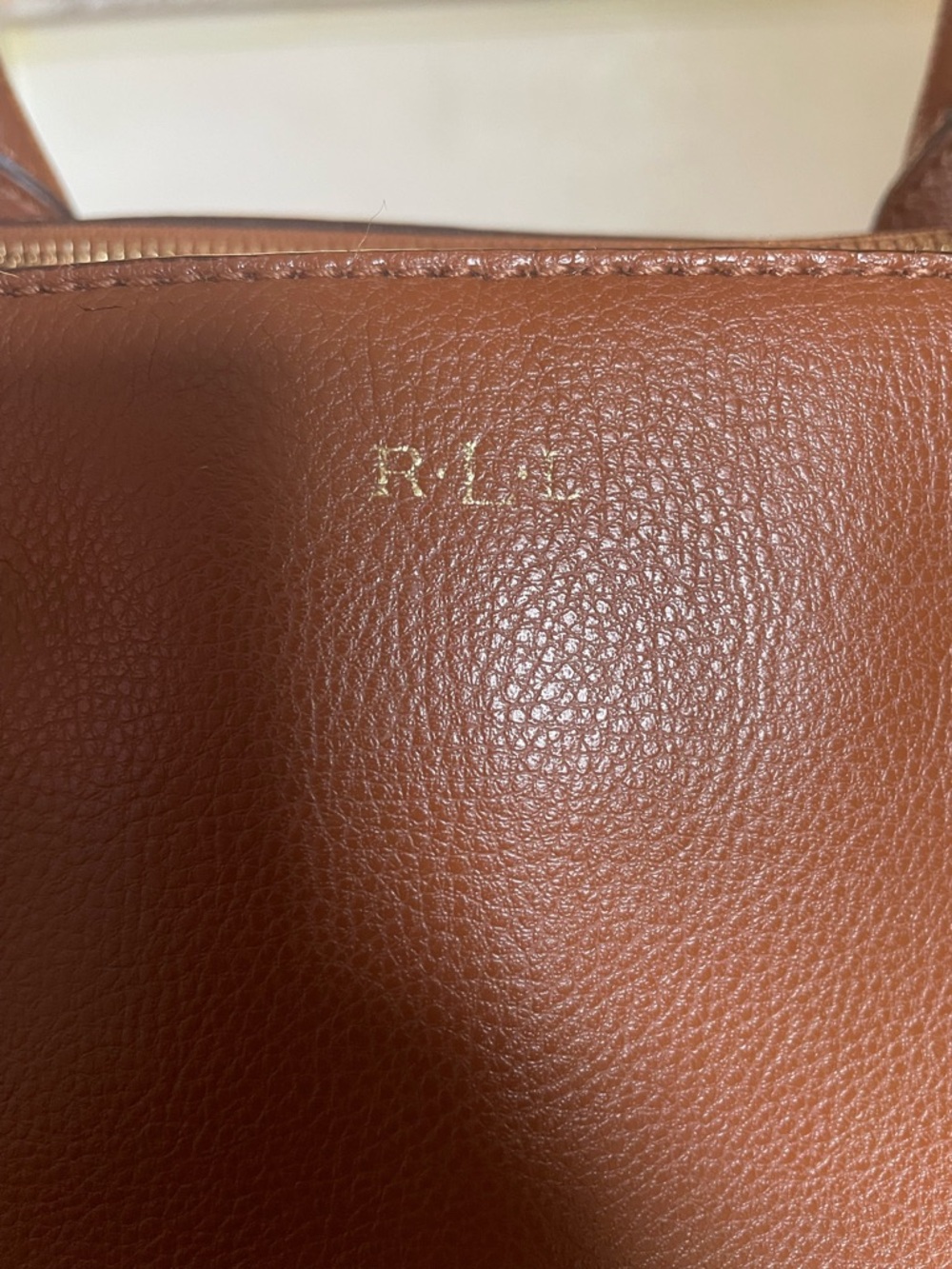 Ralph Lauren Cognac Leather Satchel with Gold Hardware - Picture 2 of 16